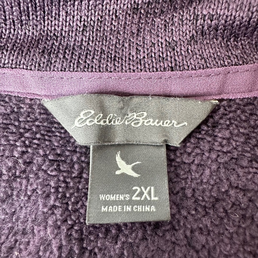 Eddie Bauer Fleece Pullover Heathered Purple Quarter Zip Jacket Gorpcore Sz 2XL - Picture 5 of 16